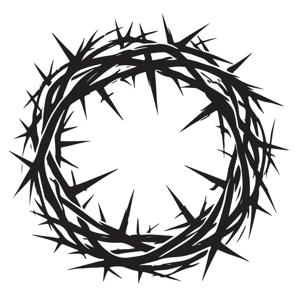 Crown of Thorns Silhouette Symbolizing Sacrifice and Religion vector