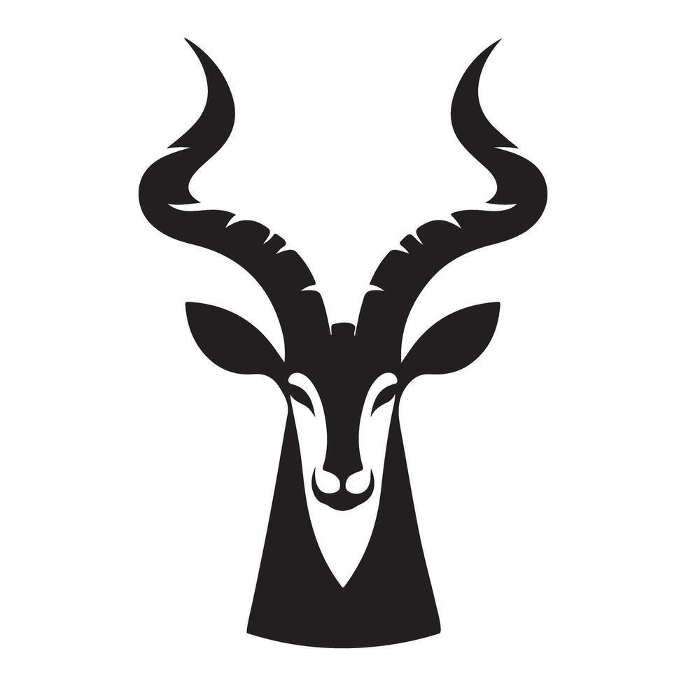 Kudu Antelope Silhouette Illustration in Black and White vector