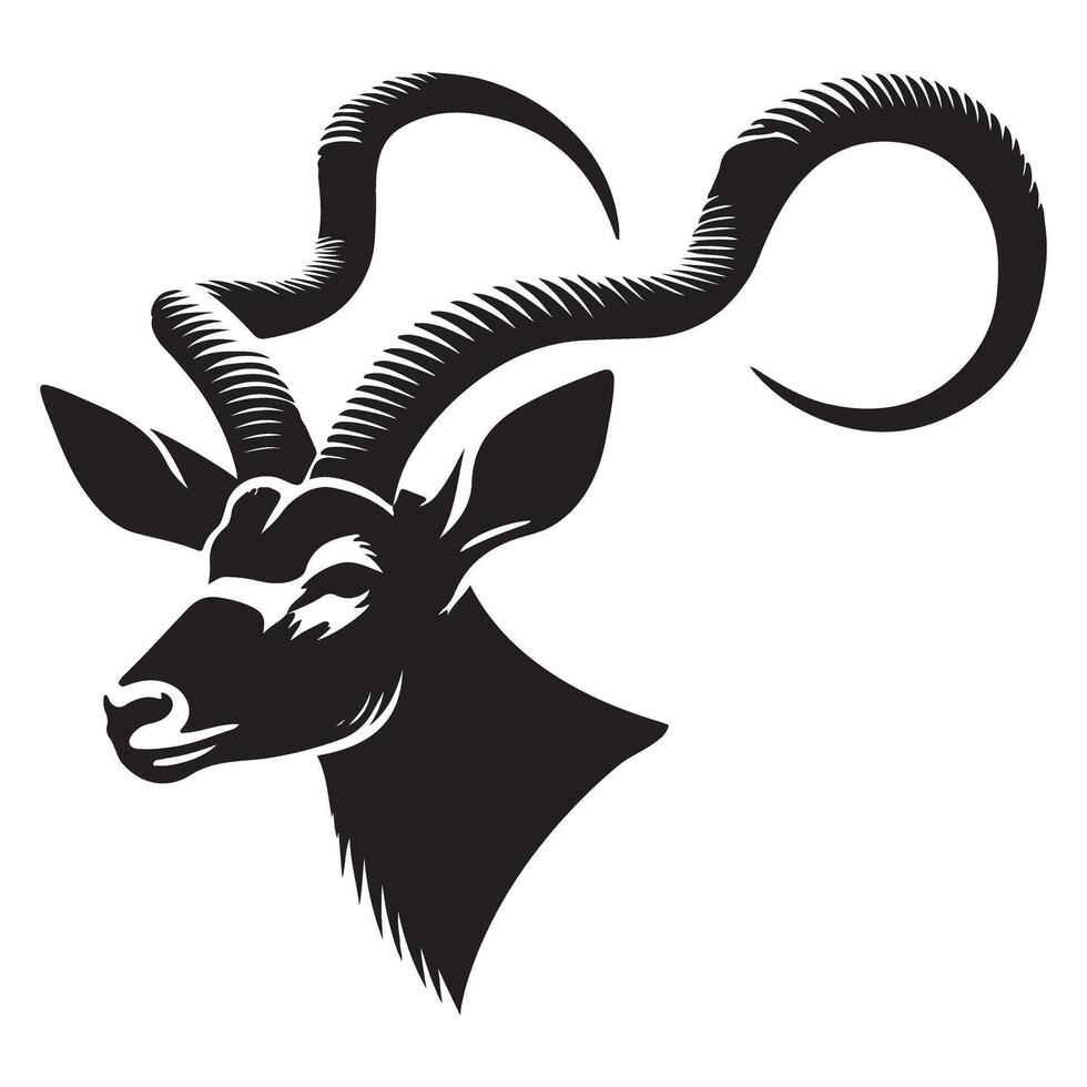 Elegant Kudu Silhouette Illustration with Curving Horns Design vector