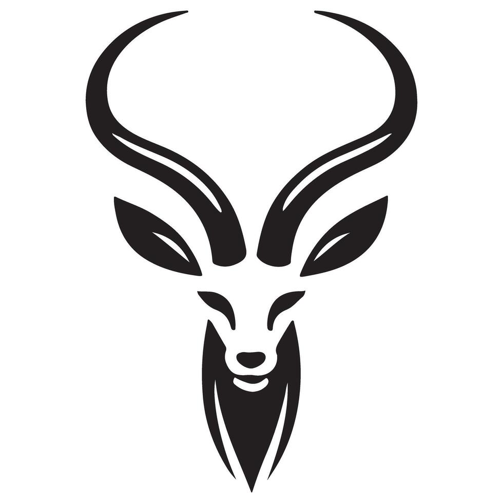 Kudu Antelope Head Silhouette Graphic for Wildlife Projects vector