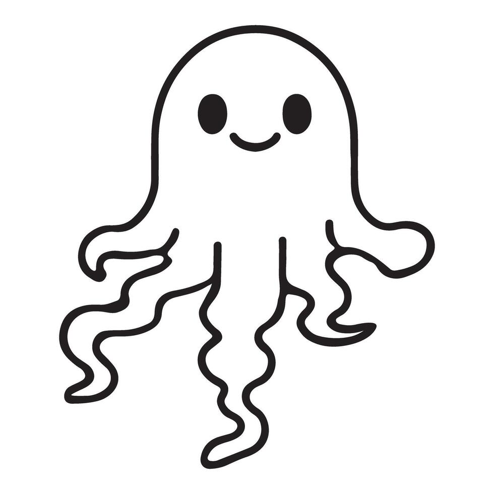 Cartoon octopus silhouette illustration for kids sea animal vector