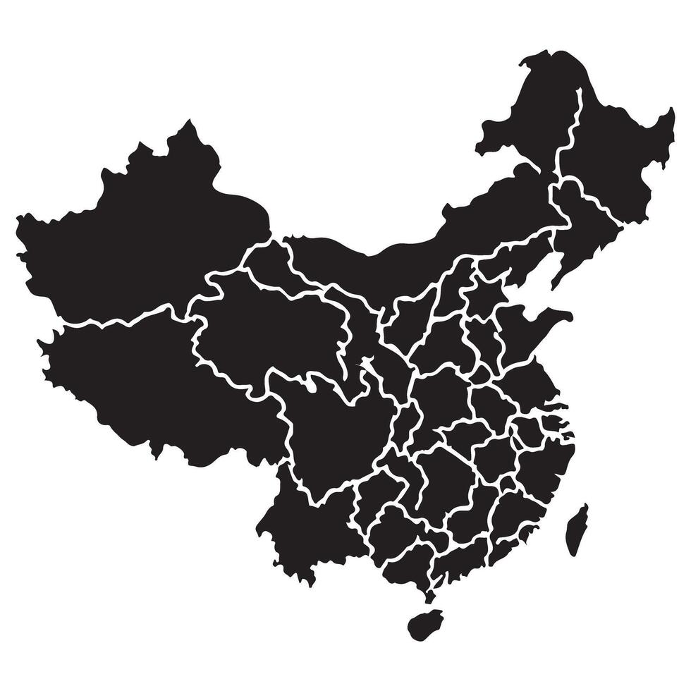 Silhouette map of china illustration political geography design vector