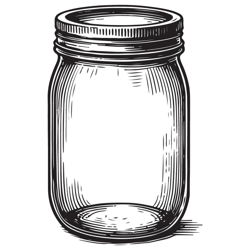 Engraved mason jar illustration for home canning and food storage vector