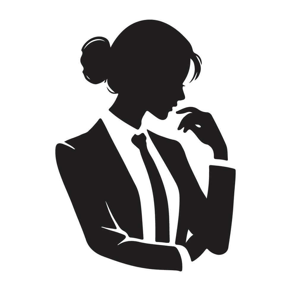 Thoughtful Business Woman Silhouette Graphic for Professionals vector
