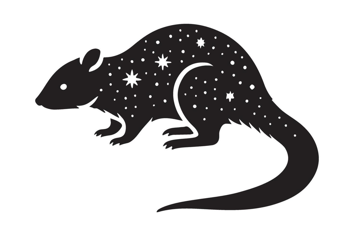 Cosmic rat silhouette illustration celestial animal design vector