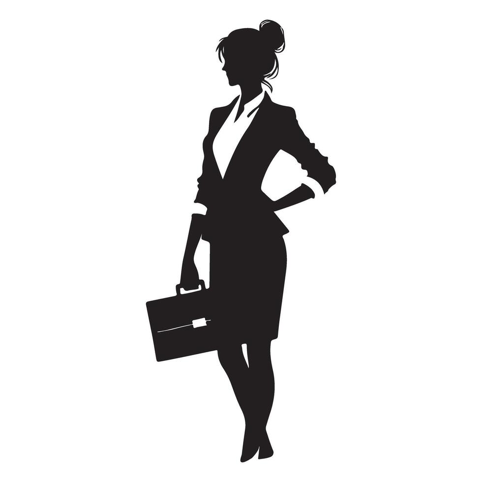 Silhouette businesswoman with briefcase illustration professional female executive vector