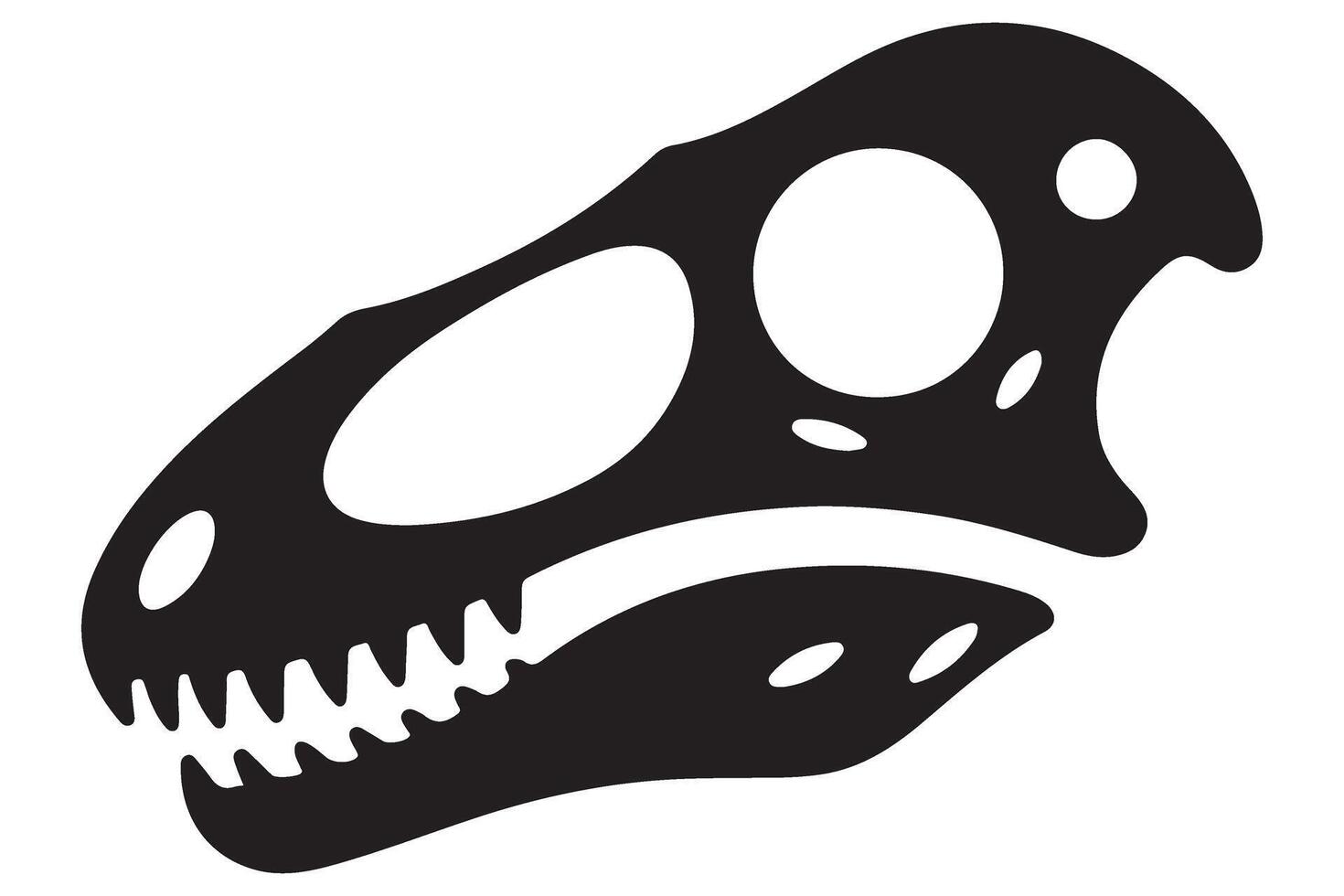 Dinosaur skull silhouette illustration graphic prehistoric fossil art vector