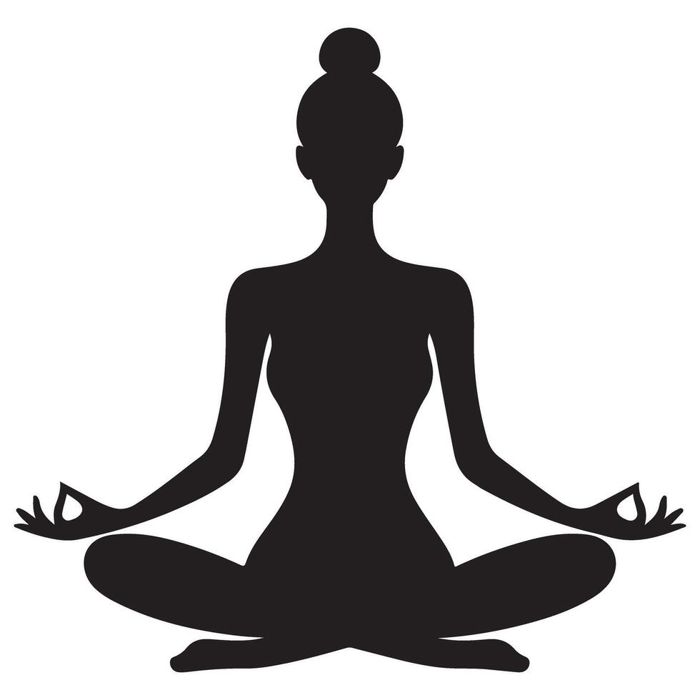 Yoga pose silhouette meditation illustration peaceful design vector