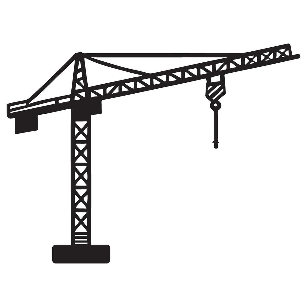 Construction crane silhouette illustration graphic industrial equipment vector