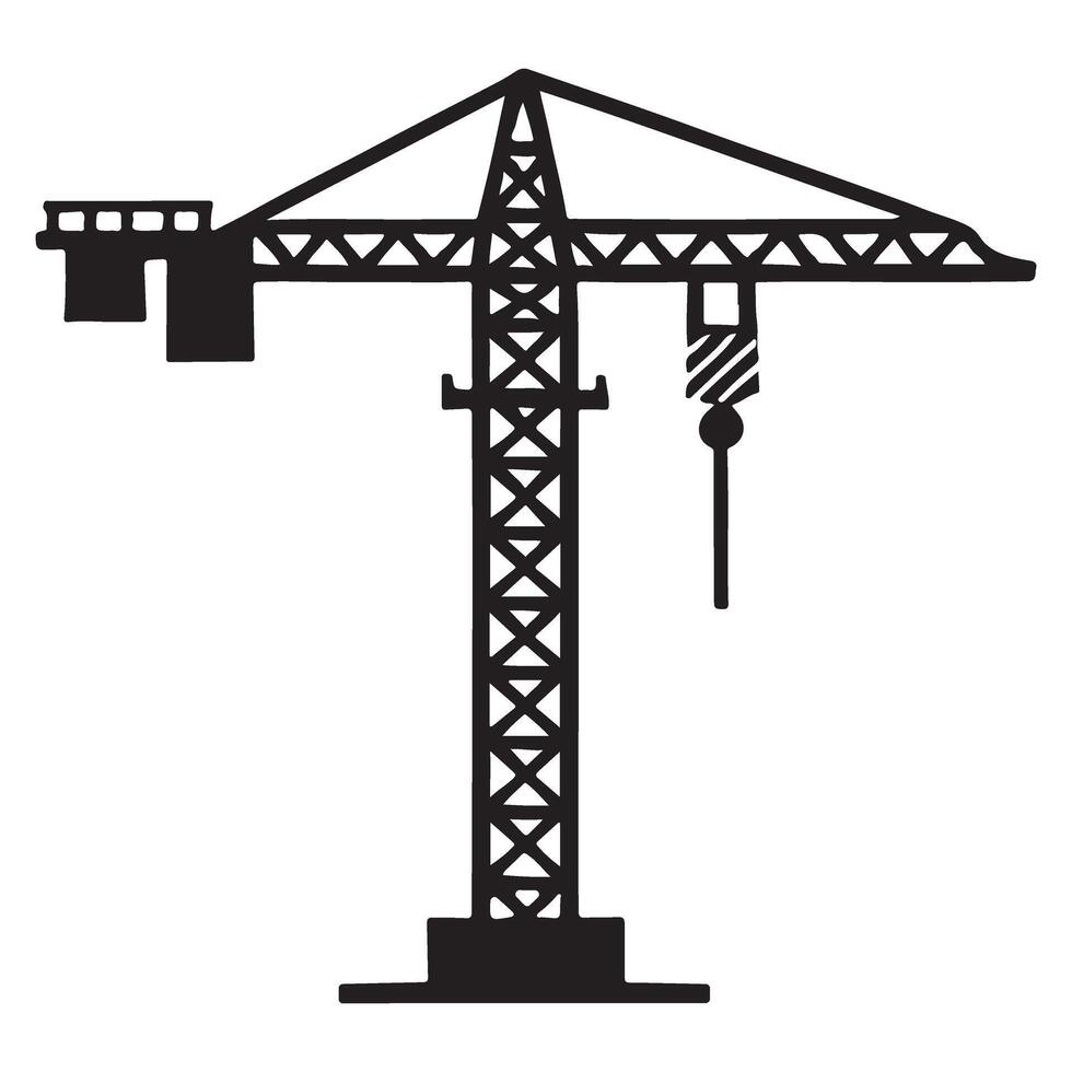 Construction crane silhouette illustration building structure city skyline vector