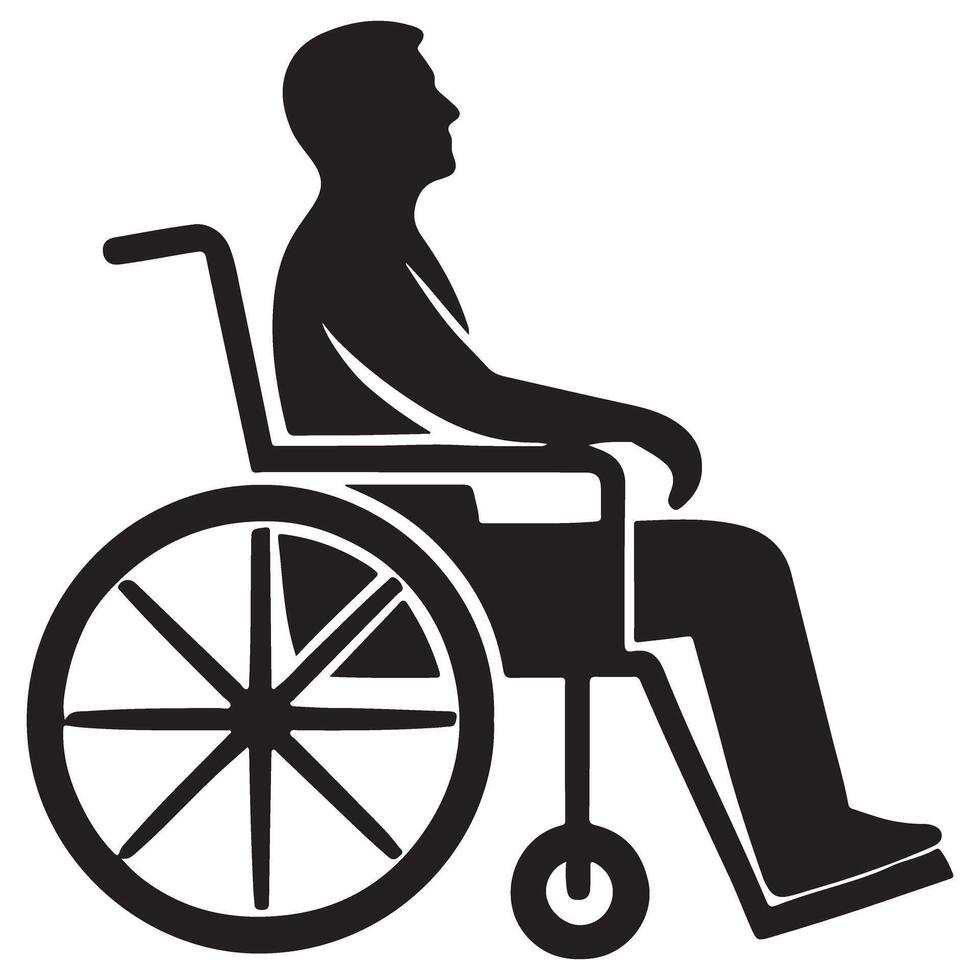 Silhouette man in wheelchair illustration disability accessibility icon vector