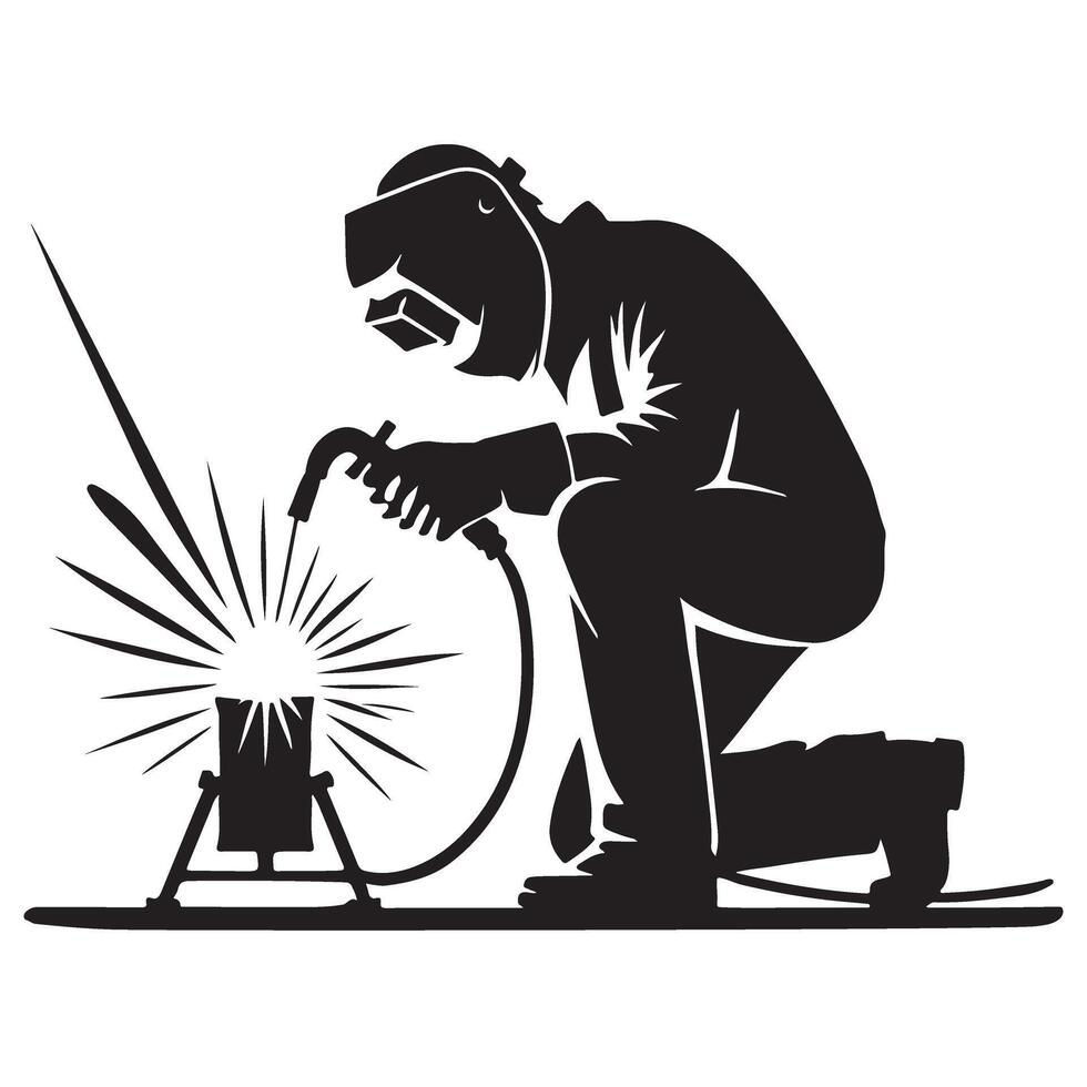 Welder silhouette illustration welding technician metalwork art design vector