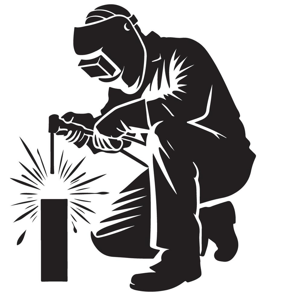 Welder Silhouette Illustration Industrial Worker Profession Design vector
