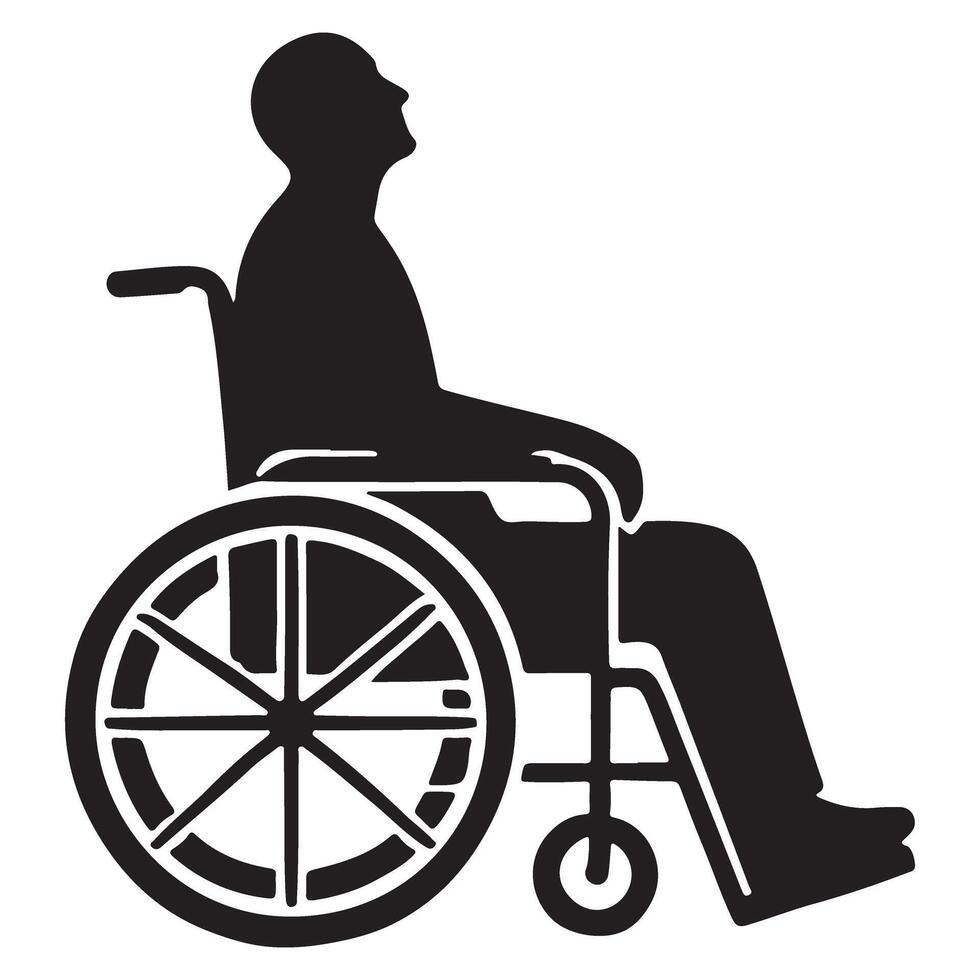 Man in Wheelchair Silhouette Graphic Representation Accessibility Awareness vector