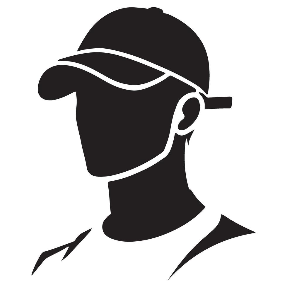 Stylish man wearing a cap silhouette illustration design vector