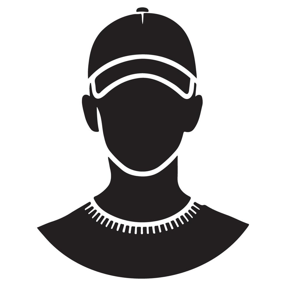 Silhouette anonymous person wearing cap illustration unknown face vector