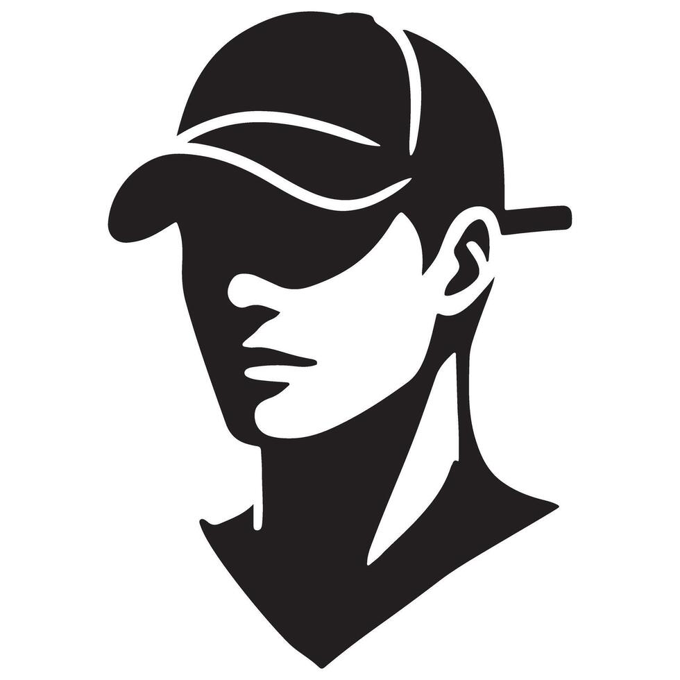 Man in Baseball Cap Silhouette Stylish Urban Design vector