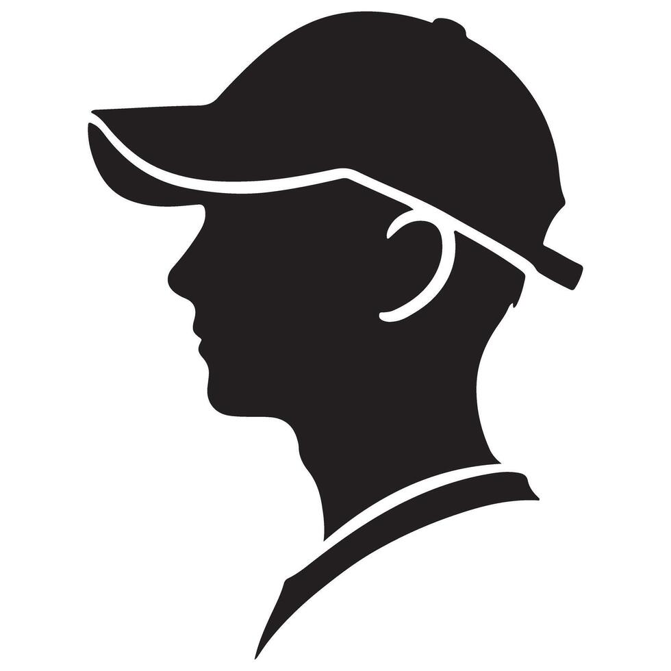Man Silhouette Profile with Cap Headshot Side View vector