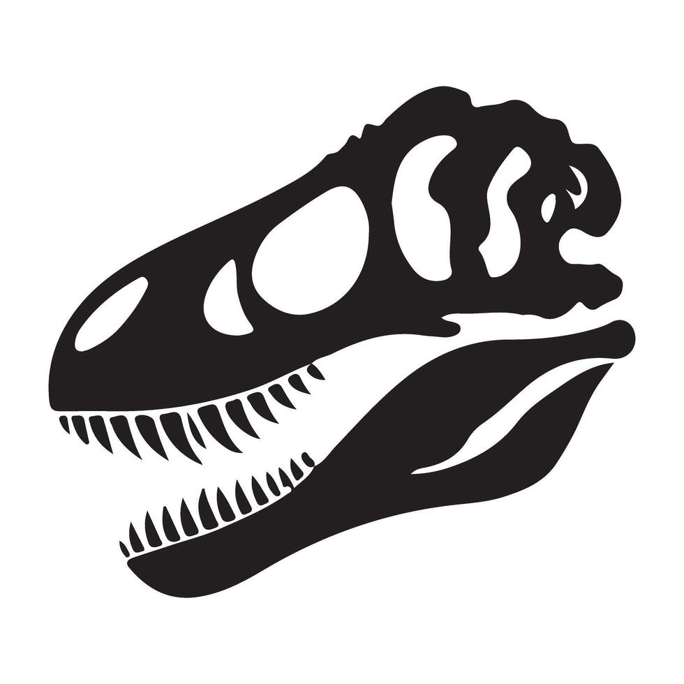 T Rex Skull Silhouette Dinosaur Fossil Head Illustration vector