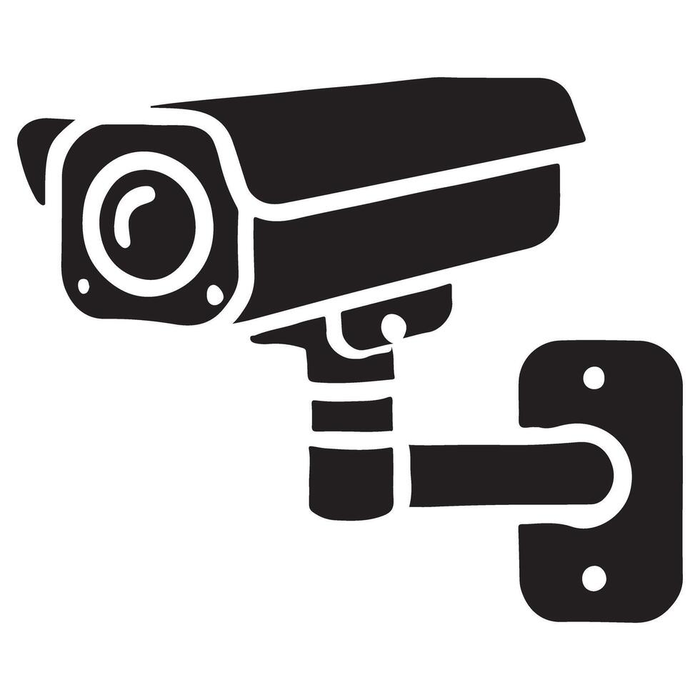 Security Camera Silhouette Icon Illustration Surveillance System vector