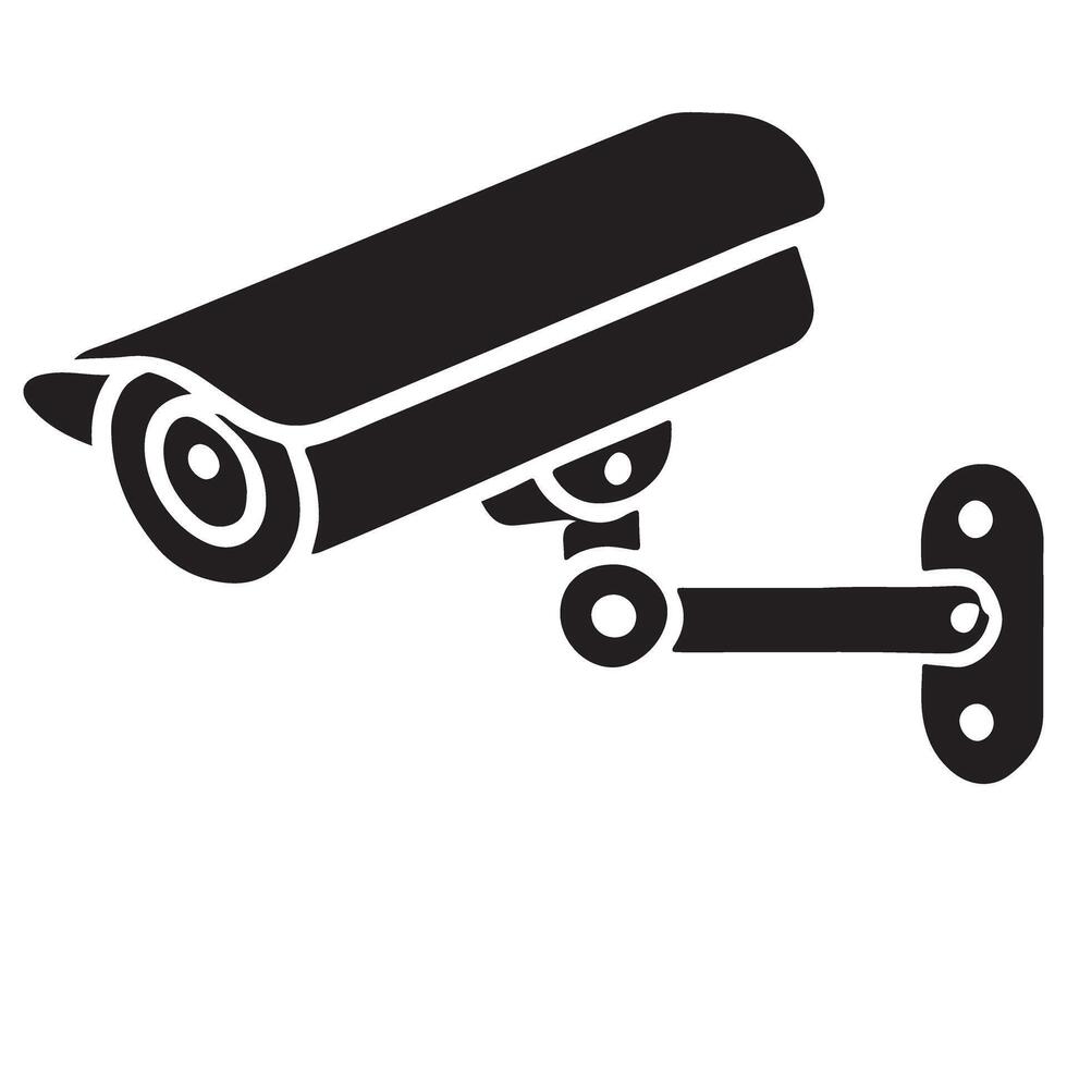 Security Camera Silhouette Surveillance Safety Protection System vector