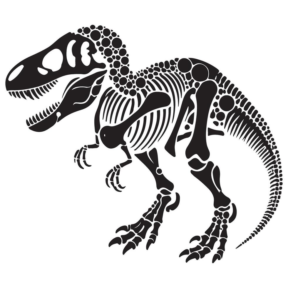 Tyrannosaurus Rex Skeleton Silhouette Illustration for Paleontology vector
