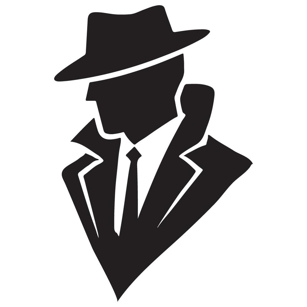 Mysterious Detective Silhouette Art for Noir Crime Designs vector