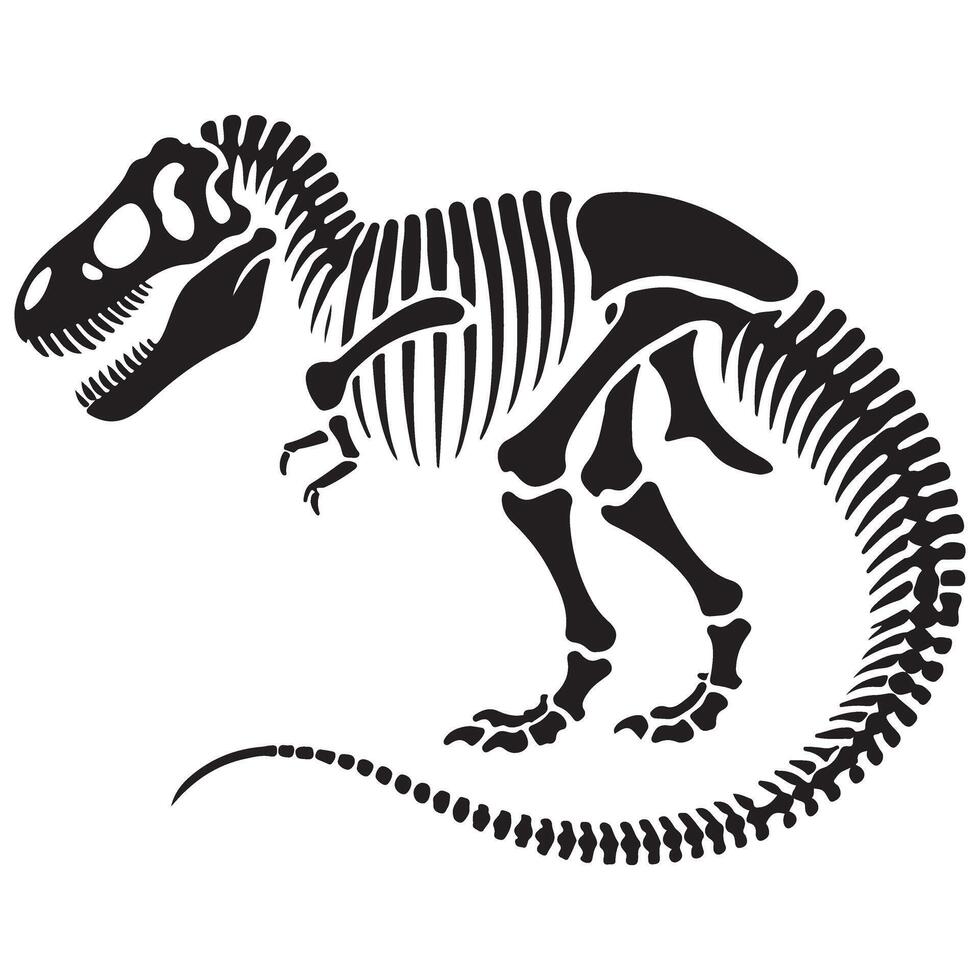 Tyrannosaurus Rex Skeleton Silhouette Dinosaur Fossil Design vector