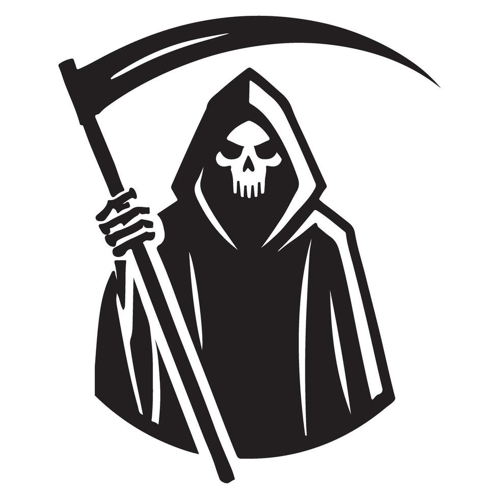 Grim Reaper With Scythe Dark Silhouette Image Download vector