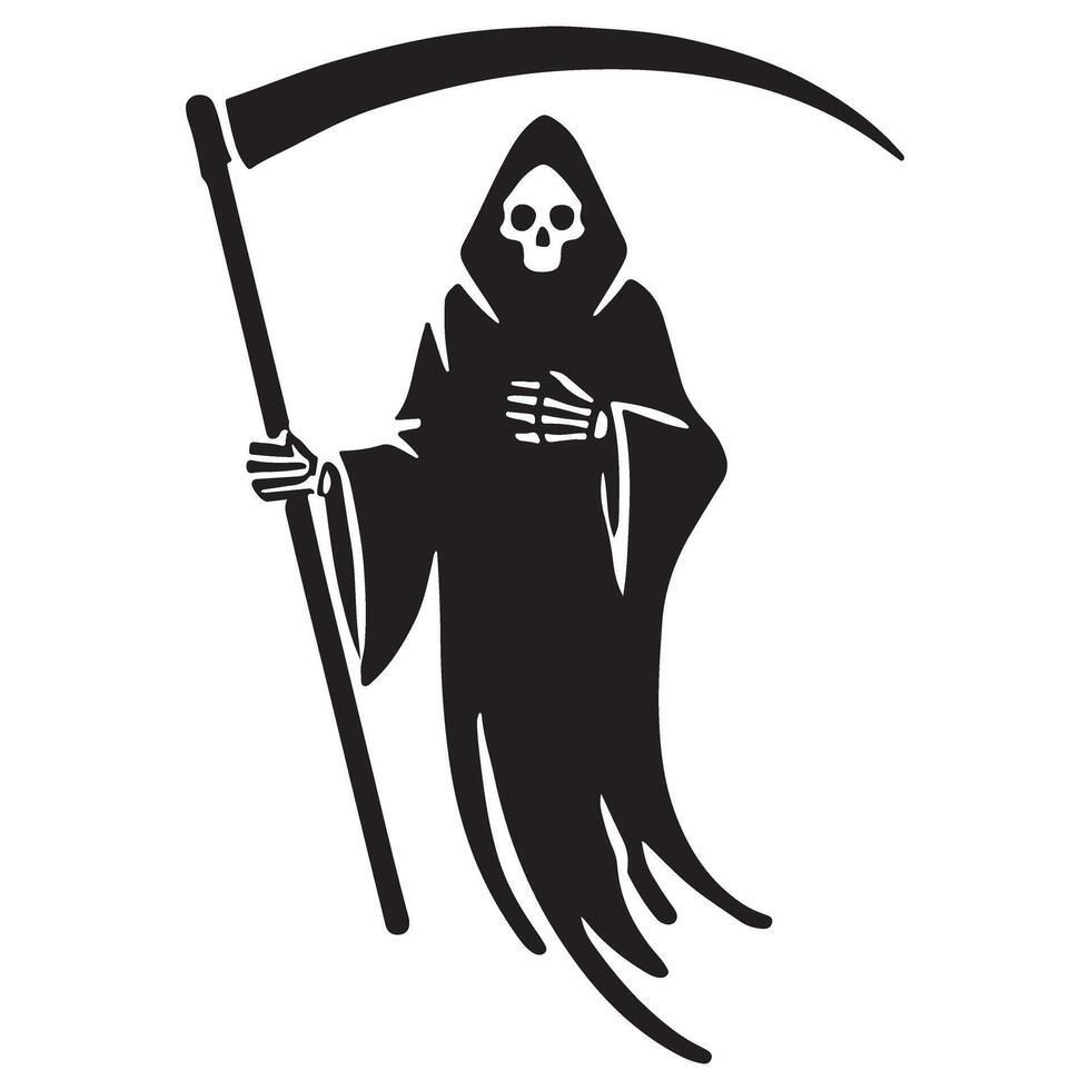 Classic Silhouette Grim Reaper With Scythe Design Element vector