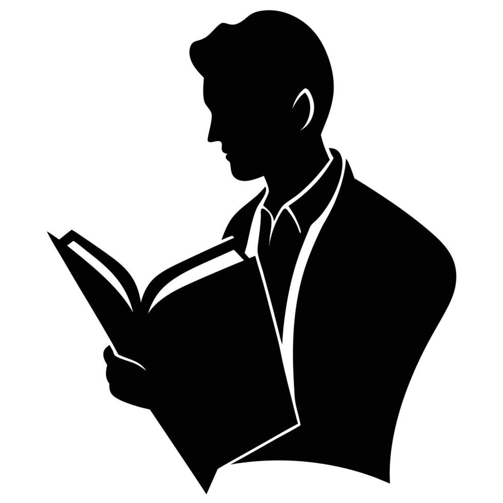 Quiet Moment of a Man Absorbed in Reading vector