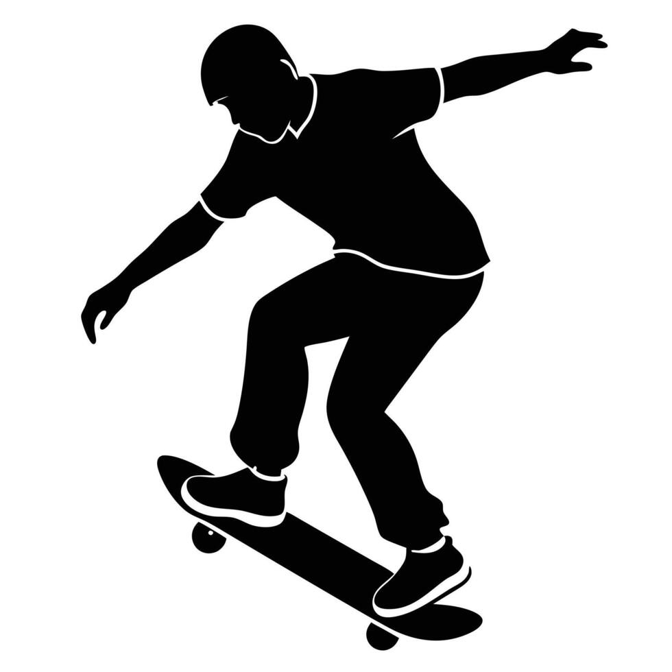 High-Flying Skateboarder Silhouette in Action vector