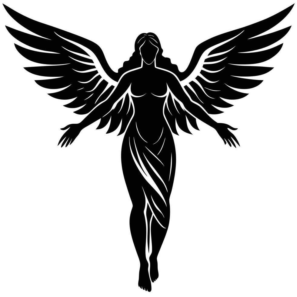 Symmetrical Angel Silhouette Patterns vector