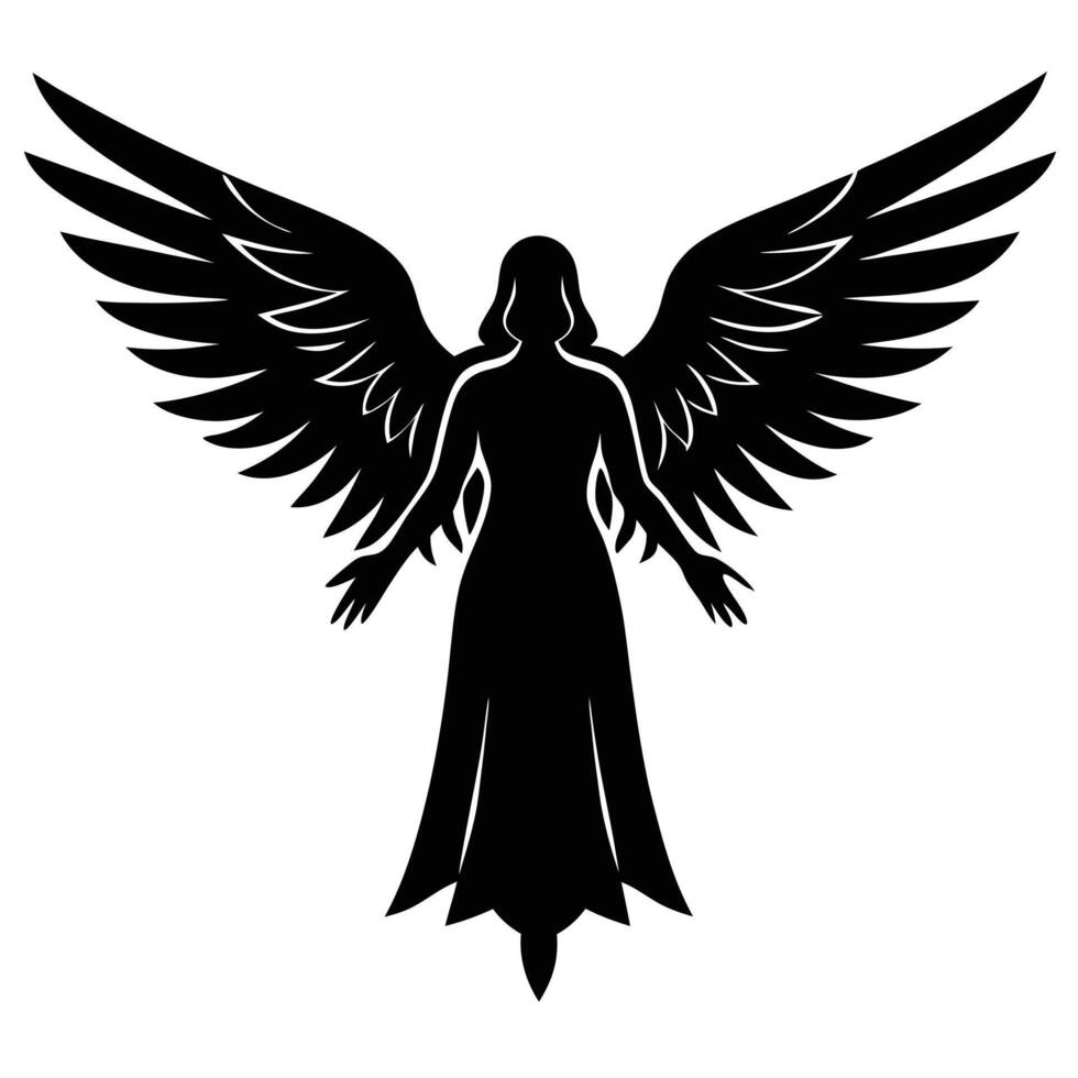 Dynamic Angel Silhouette Graphics vector