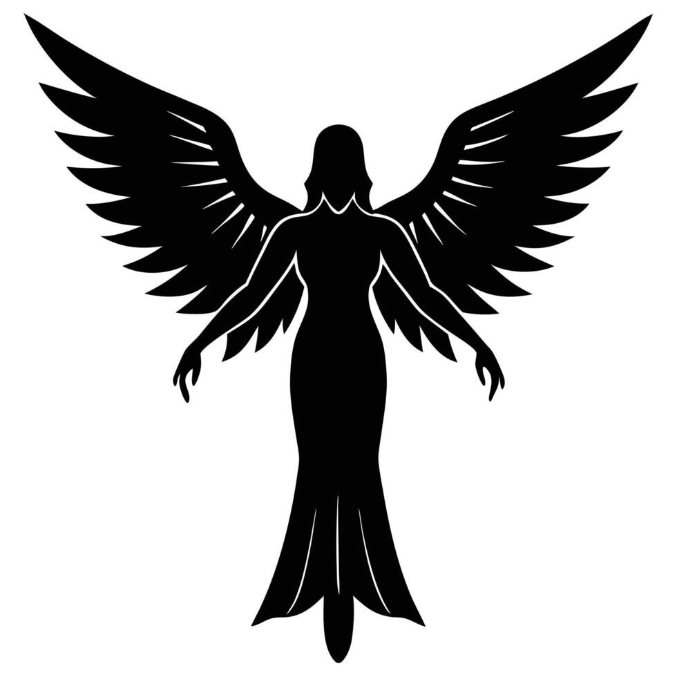 Sharp and Defined Angel Silhouette vector