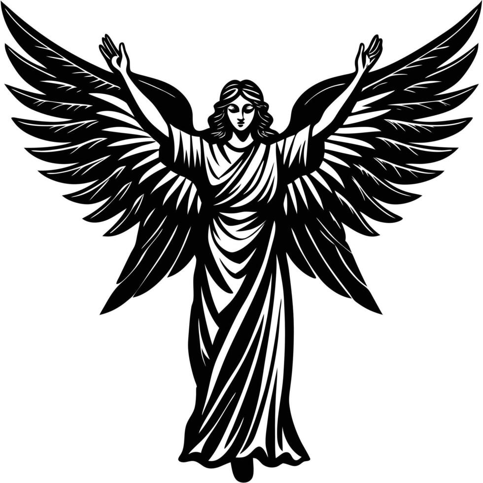 High-Resolution Angel Silhouette Art vector