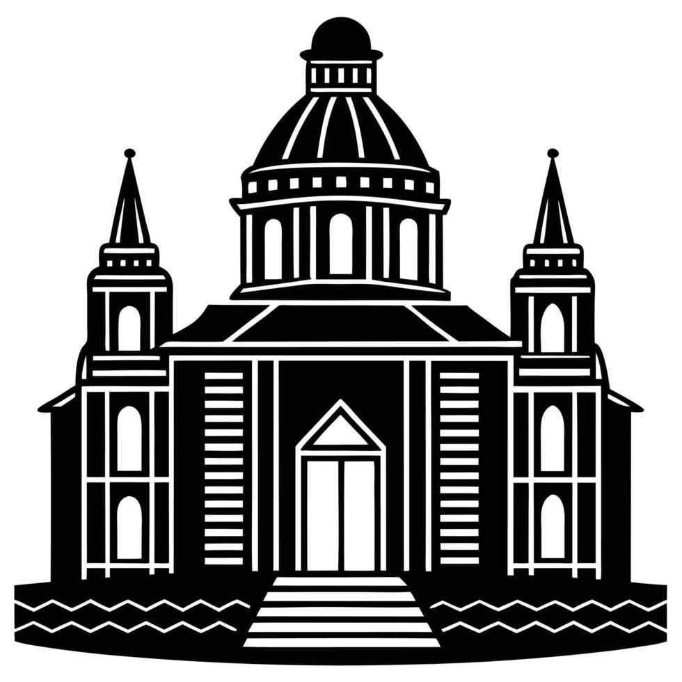 Timeless Building Line Art Silhouette Designs vector