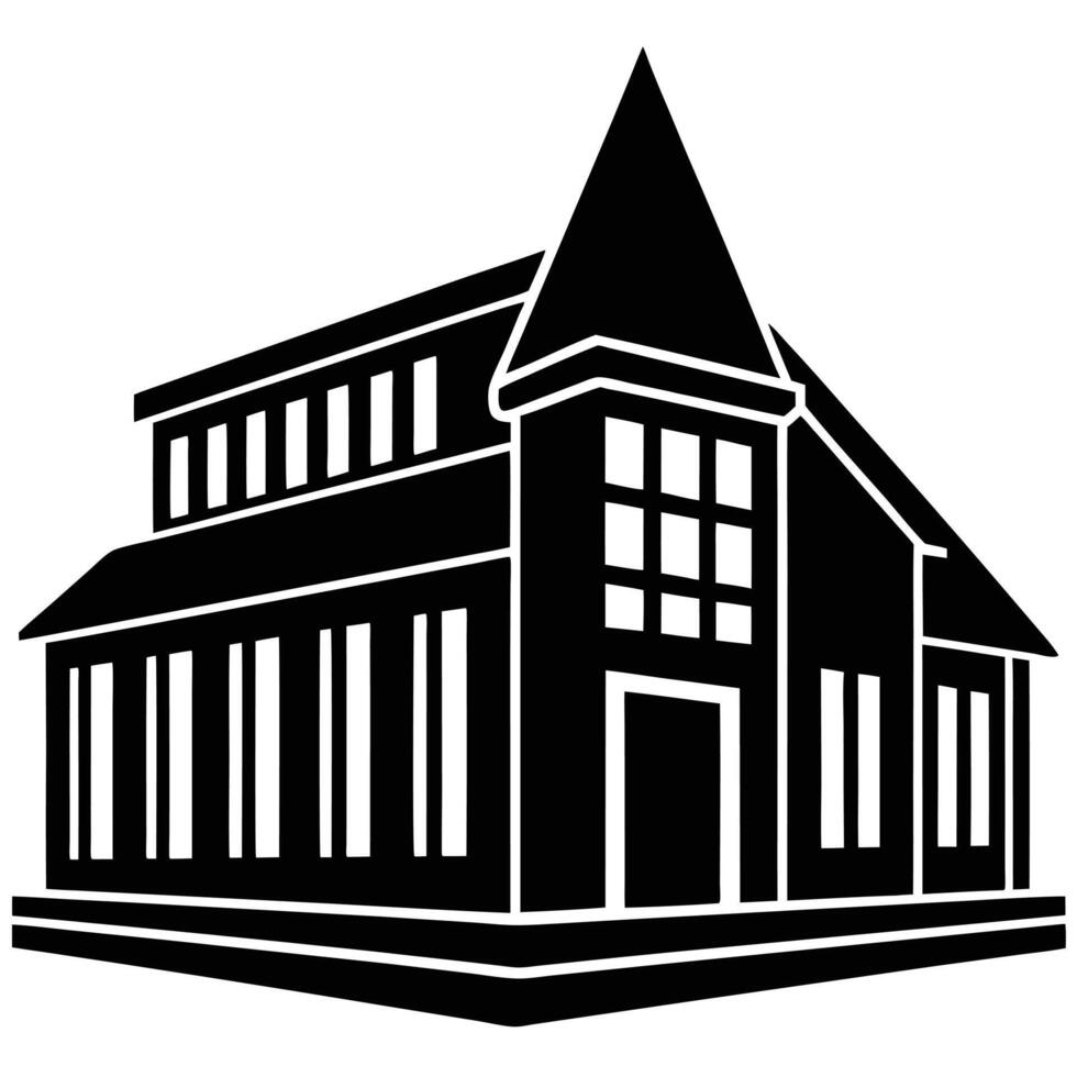 Classic Building Line Art Silhouette Artwork vector