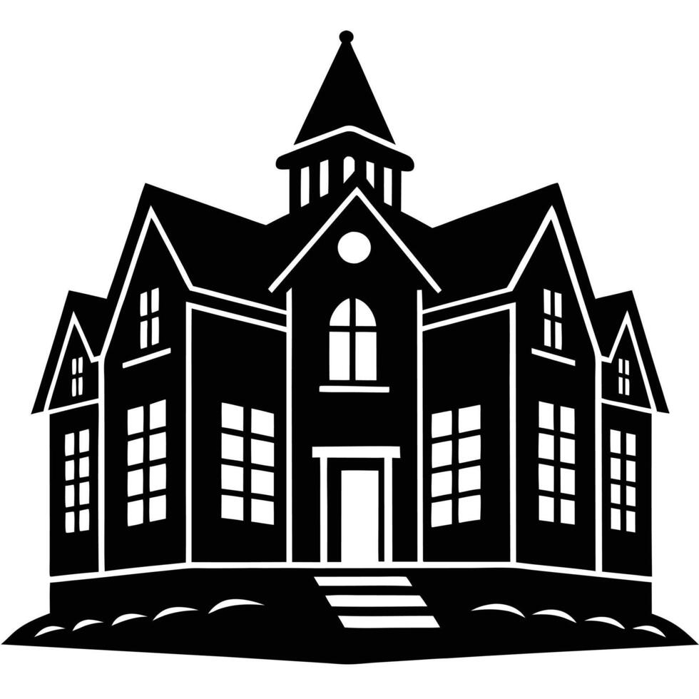 Monochrome Building Line Art Silhouette Designs vector
