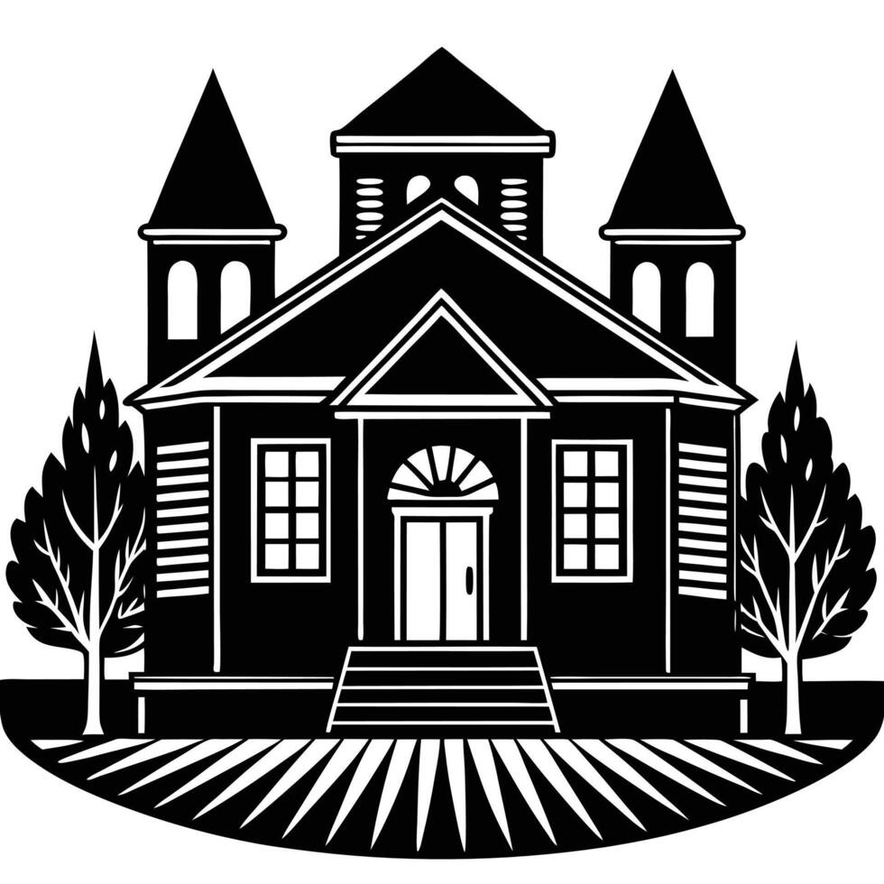 Artistic Building Line Art Silhouette Creations vector