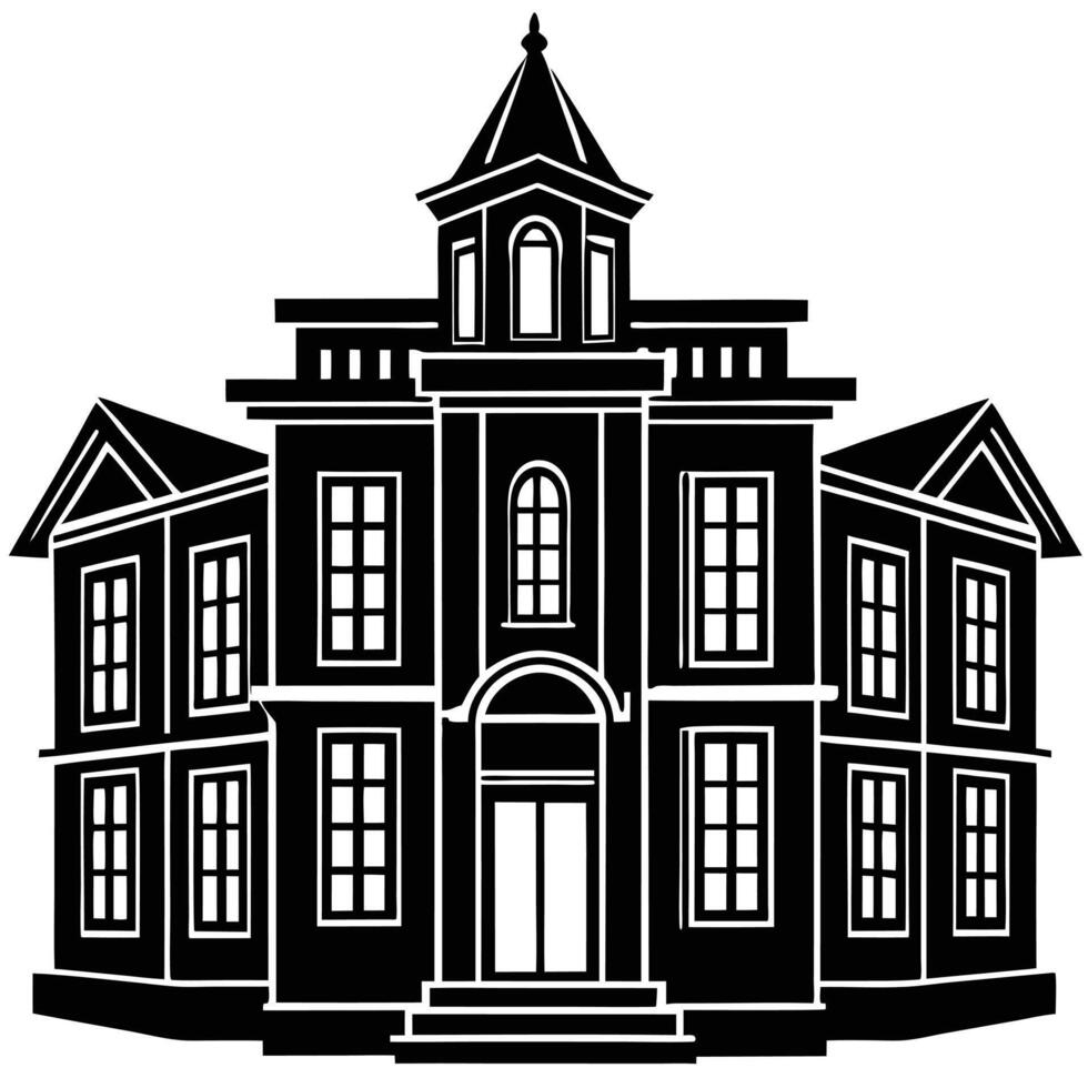 High-Quality Building Line Art Silhouette Graphics vector