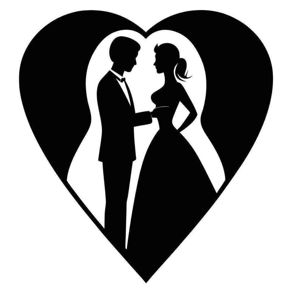 High-Resolution Silhouette of a Couple Art vector