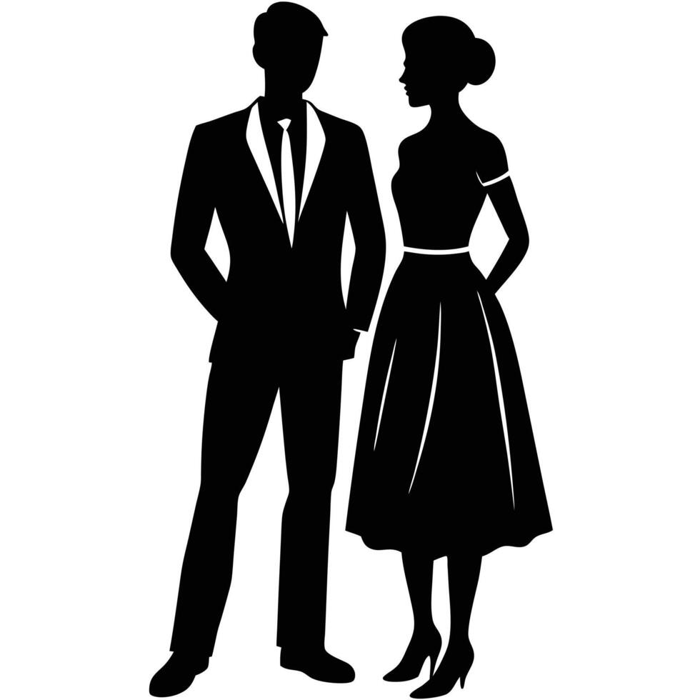 The Beauty of Silhouette of a Couple vector