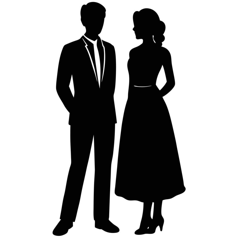 Eye-Catching Silhouette of a Couple Art vector