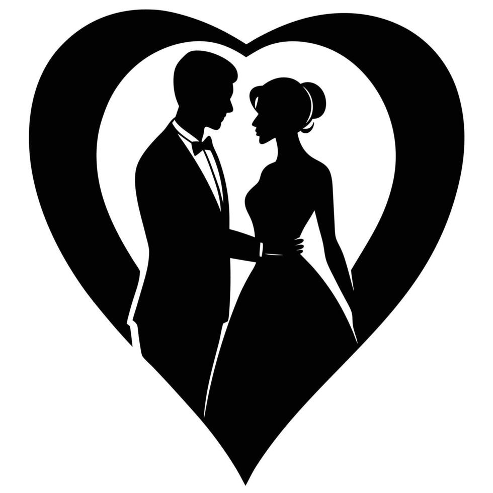 High-Quality Silhouette of a Couple Images vector
