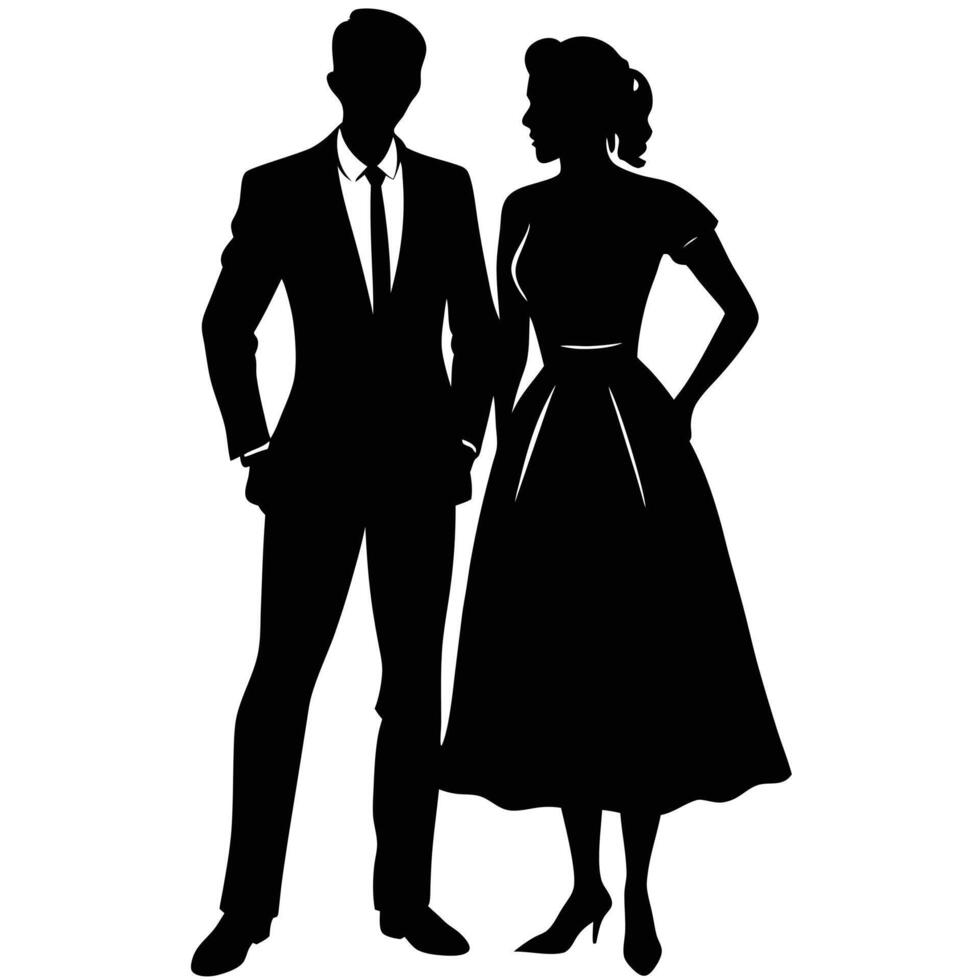 Minimalist Silhouette of a Couple Styles vector