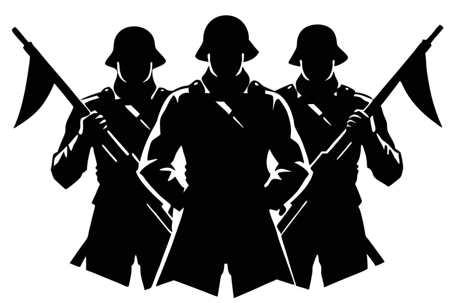 Silhouette of Soldiers to Honor the Military Legacy vector