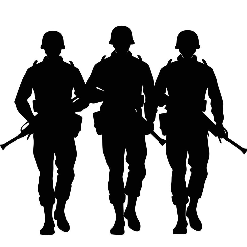 Dark Silhouette of Soldiers in the Battlefield vector