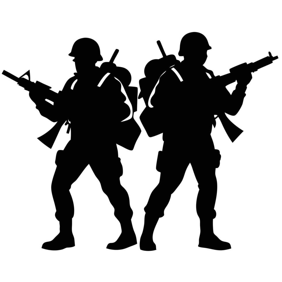 Artistic Silhouette of Soldiers Perfect for Digital Art vector