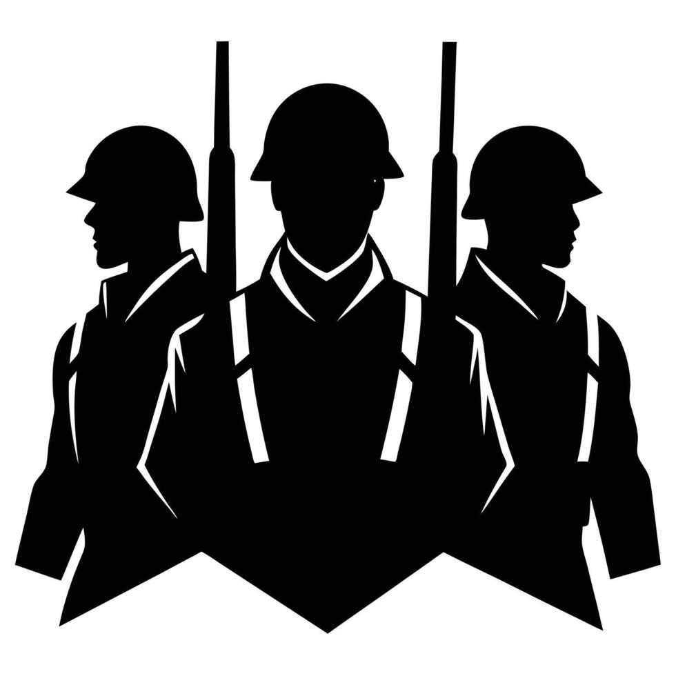 High-Quality Silhouette of Soldiers for Graphic Designers vector